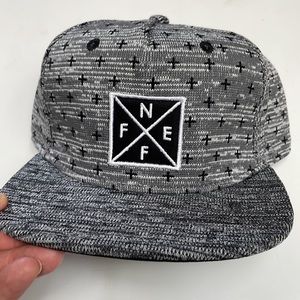 NEFF Tilted Jacquard Grey w/ Black Crosses Buckle-Strap Skate Cap